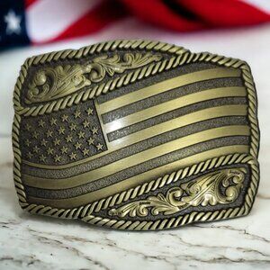 Flag Flown At Half Mast Belt Buckle - United States Of America Flag Belt Buckle